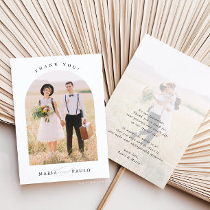 WEDDING THANKS couple photo cute modern arch frame Invitation