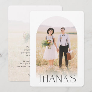 WEDDING THANKS couple photo minimalist modern arch Invitation