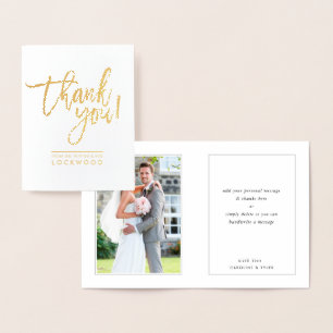 WEDDING THANKS newlywed modern minimal script Foil Card