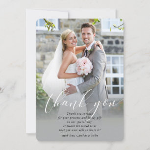 WEDDING THANKS photo calligraphy elegant ovelay Thank You Card