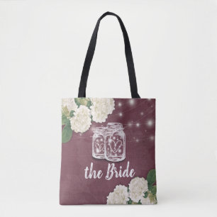 Wedding the Bride Mason Jar Hydrangea String Light Tote Bag
