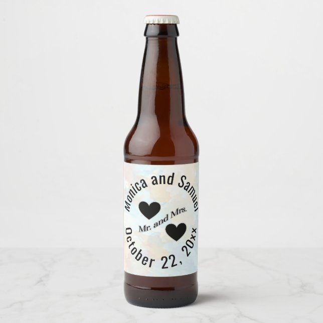 Wedding Theme with Date Names Beer Bottle Label (Front)