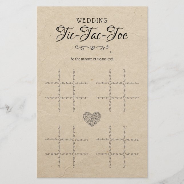 Wedding Tic-Tac-Toe Decorative Table Game Rustic (Front)