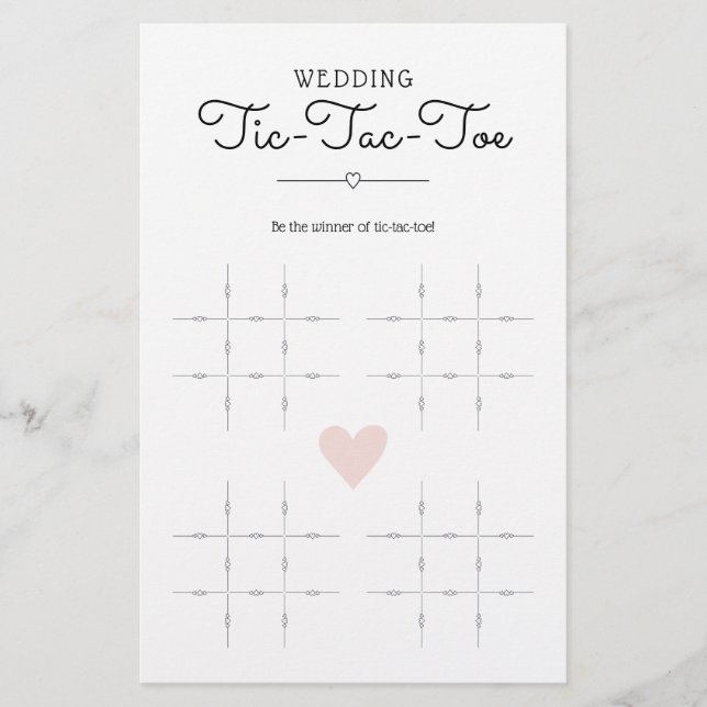 Wedding Tic-Tac-Toe with Hearts Table Game (Front)