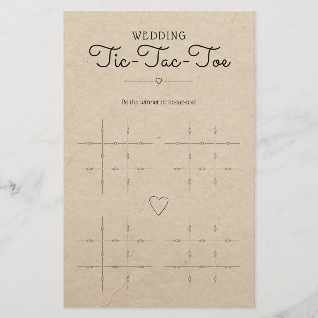 Wedding Tic-Tac-Toe with Hearts Table Game (Front)