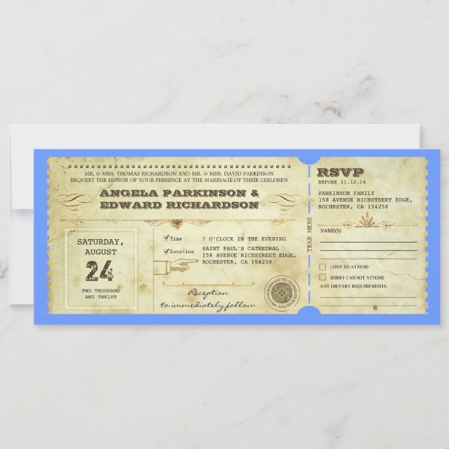 wedding ticket - change the background colour invitation (Front)