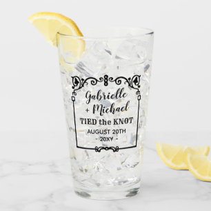 Wedding Tied the Knot Ornate Vintage Frame Names Glass