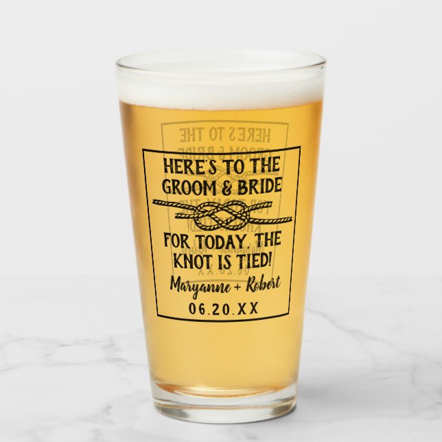 Wedding Tied the Knot Rope Custom Couples Names Glass (Front Filled)