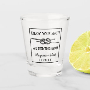 Wedding Tied the Knot Rope Custom Couples Names Shot Glass