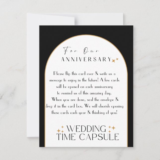 Wedding Time Capsule Custom Stationary Gold/Black Card (Front)
