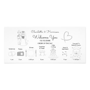 Wedding Time Line Program Cute Icons Rack Card
