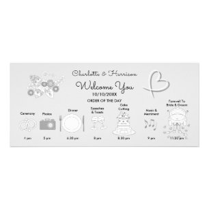 Wedding Time Line Program Hand Drawn Icons Rack Card
