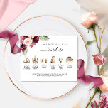 Wedding Timeline and Program Burgundy Blush Pink<br><div class="desc">Gorgeous watercolor wedding timeline and program sure to impress your guests! Elegant hand written calligraphy detail. Delicate watercolor floral details in a beautiful blend of burgundy, blush, pink, dusty rose, and mauve berry tones. Fine artistry watercolor timeline images in golden hues and coordinating floral details to bouquet on the corner....</div>