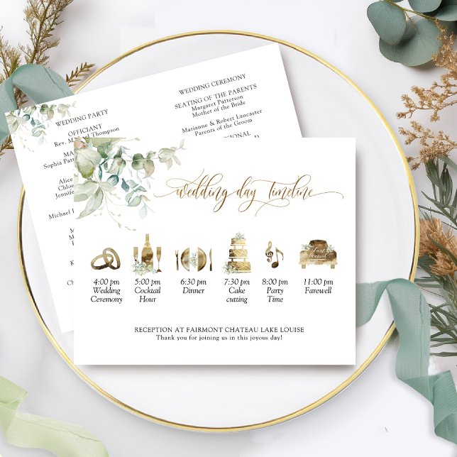 Wedding Timeline and Program Elegant Greenery (Creator Uploaded)