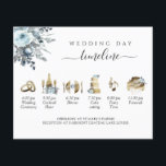 Wedding Timeline Dusty Blue Floral, Enclosure Card<br><div class="desc">Gorgeous watercolor wedding timeline sure to impress your guests. Add card to your invitations and have all guests informed of time of events or distribute on Ceremony as guests get welcome. Also available with ceremony program on the back. Elegant hand written calligraphy detail. Delicate watercolor bouquet on the corner with...</div>