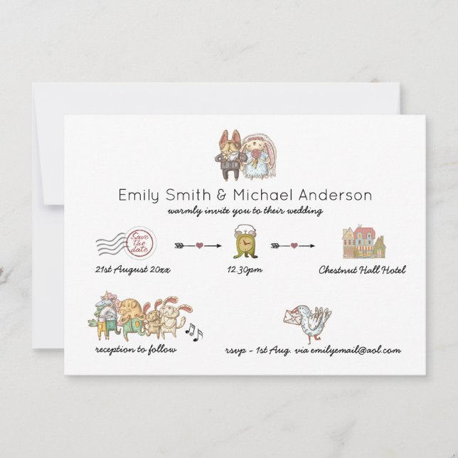 Wedding Timeline Invtiation Program Save Date Icon Invitation (Front)