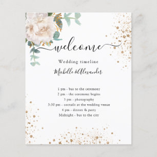 Wedding timeline program floral eucalyptus