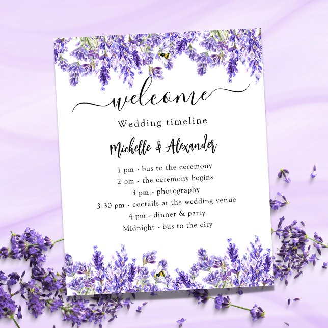 Wedding timeline program lavender florals budget flyer (Creator Uploaded)