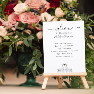 Wedding timeline program white swans