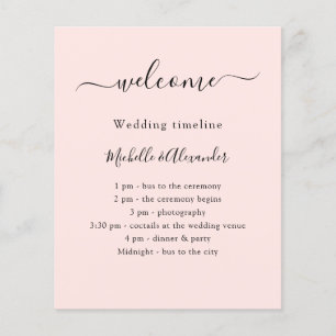 Wedding timeline promgram rose gold welcome  flyer