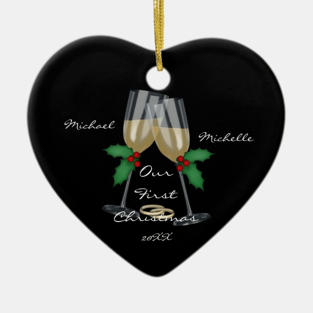 Wedding Toast Our First Christmas Ornament (Front)