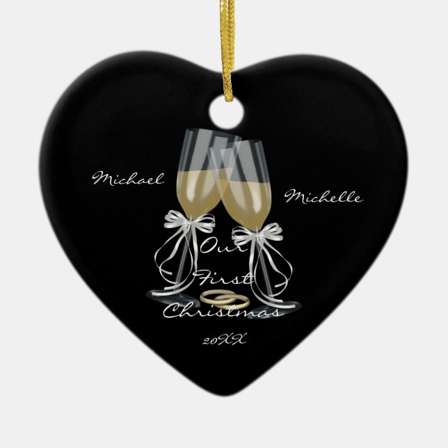 Wedding Toast Our First Christmas Ornament (Front)