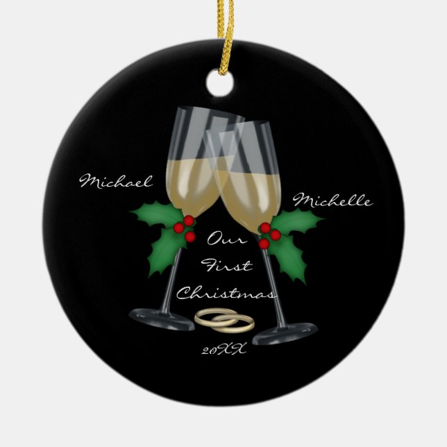 Wedding Toast Our First Christmas Ornament (Front)