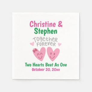 Wedding Together Forever Cartoon Heart Bride Groom Napkin