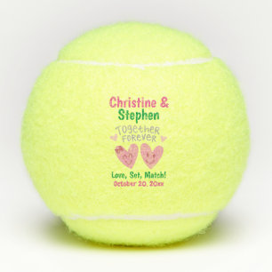 Wedding Together Forever Cartoon Hearts Favour Tennis Balls