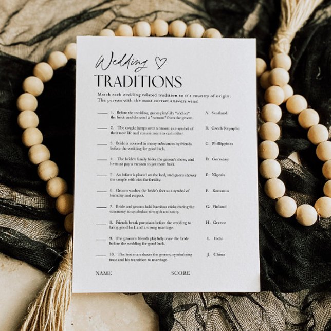 Wedding Traditions Bridal Shower Trivia Game Card (Creator Uploaded)