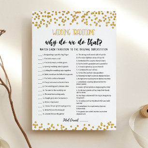 Wedding traditions with Answers game Card