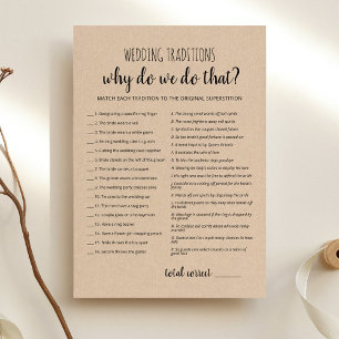 Wedding traditions with Answers game Card