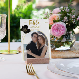 Wedding Travel Destination  Name Photo White Gold Table Number