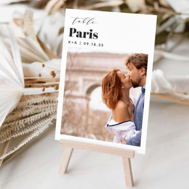 Wedding Travel Destination Photo & Name Table Number (3.5x5" travel photo table numbers)