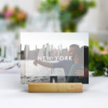 Wedding Travel Destination Photo Table Number<br><div class="desc">Add a special finishing touch to your wedding reception tables with these custom photo table name cards. Name each table after a memorable travel destination and add a photo and the destination name. Your photo appears in full bleed with an opaque geometric element covering the center, and the location name...</div>