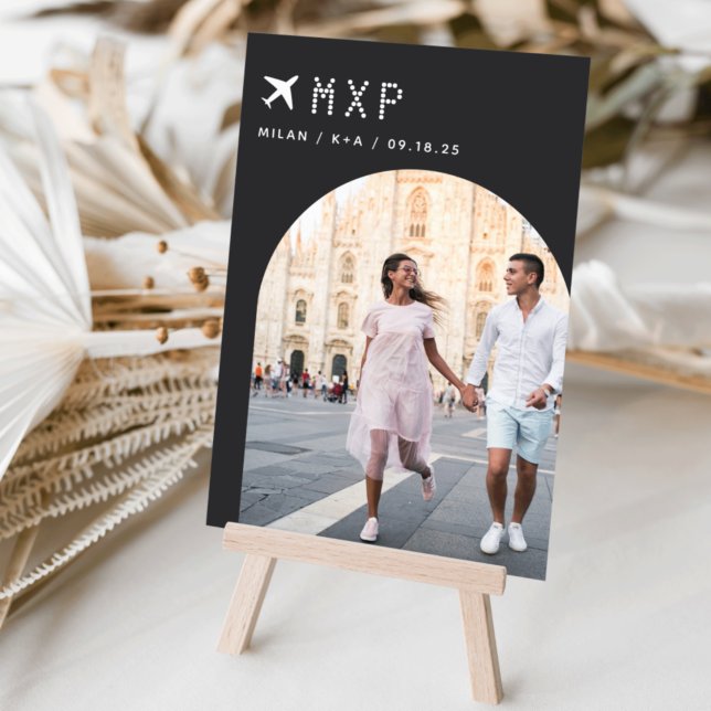 Wedding Travel Theme Photo & Airport Code Table Number (3.5x5" travel photo table numbers)