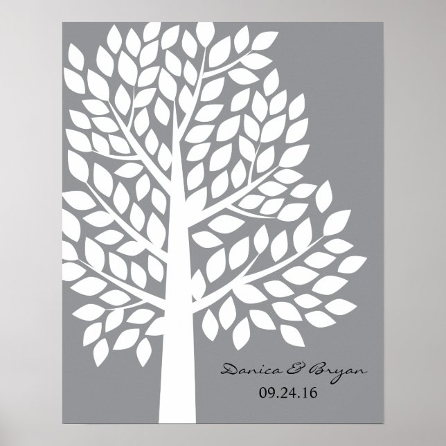 Wedding Tree Poster - Grey (Front)