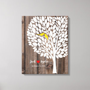 wedding tree signature guestbook birds yellow wood
