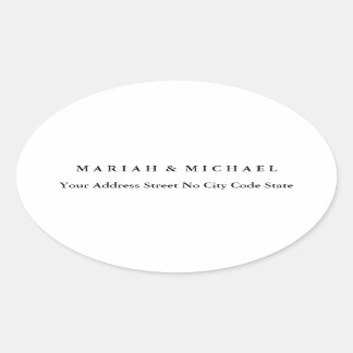 Wedding Trend Minimalist Professional Name Address Oval Sticker