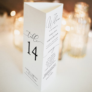 Wedding Trifold Table Number Menu Program Card