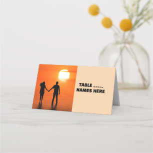 WEDDING TROPICAL BEACH SUNSET Folded Place Cards