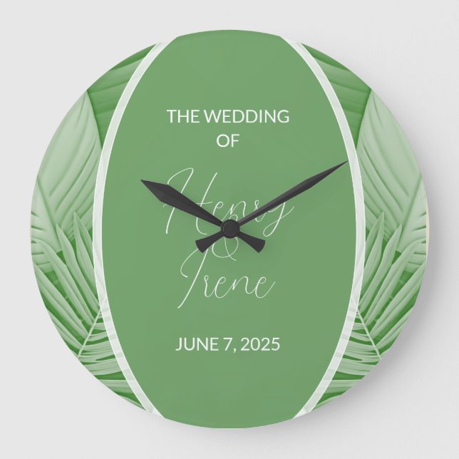 Wedding Tropical Bridal  Large Clock (Front)
