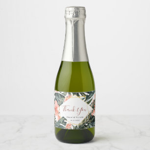 Wedding Tropical Gold  Mini Sparkling Wine Bottle  Label