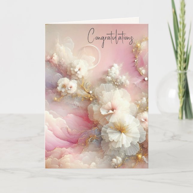 Wedding Tulle Floral Abstract Card (Front)