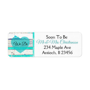 Wedding Turquoise Teal and White Wood Labels