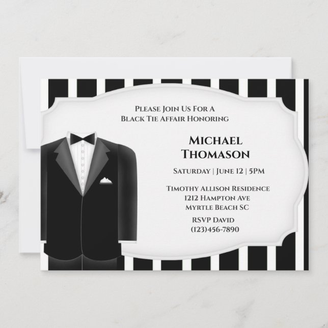 Wedding Tux Bachelor  Party  Invitation (Front)