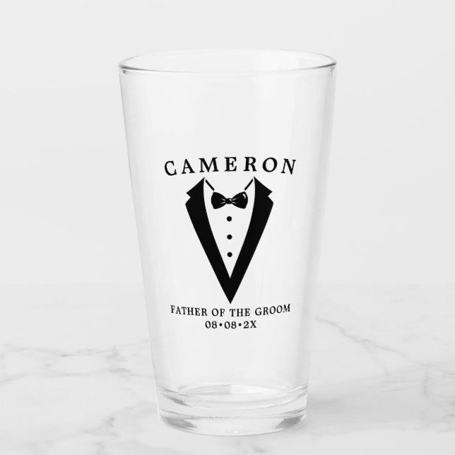  Wedding Tuxedo Personalised Father Of the Groom Glass (Front)