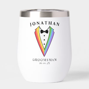 Wedding Tuxedo Personalized Groomsman Thermal Wine