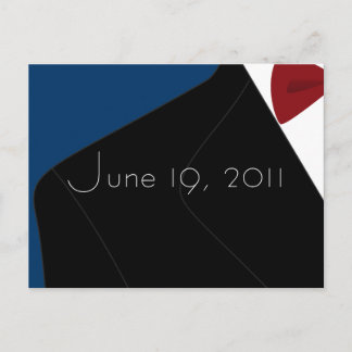 Wedding tuxedo save the date postcard