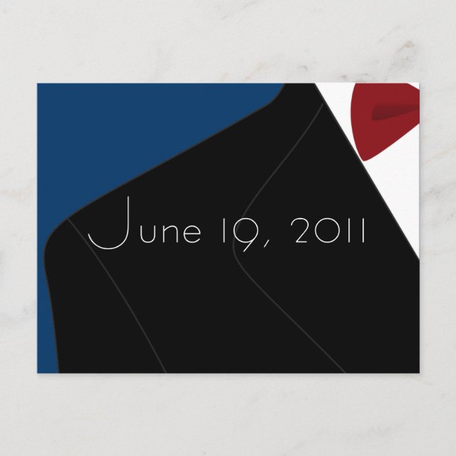Wedding tuxedo save the date postcard (Front)